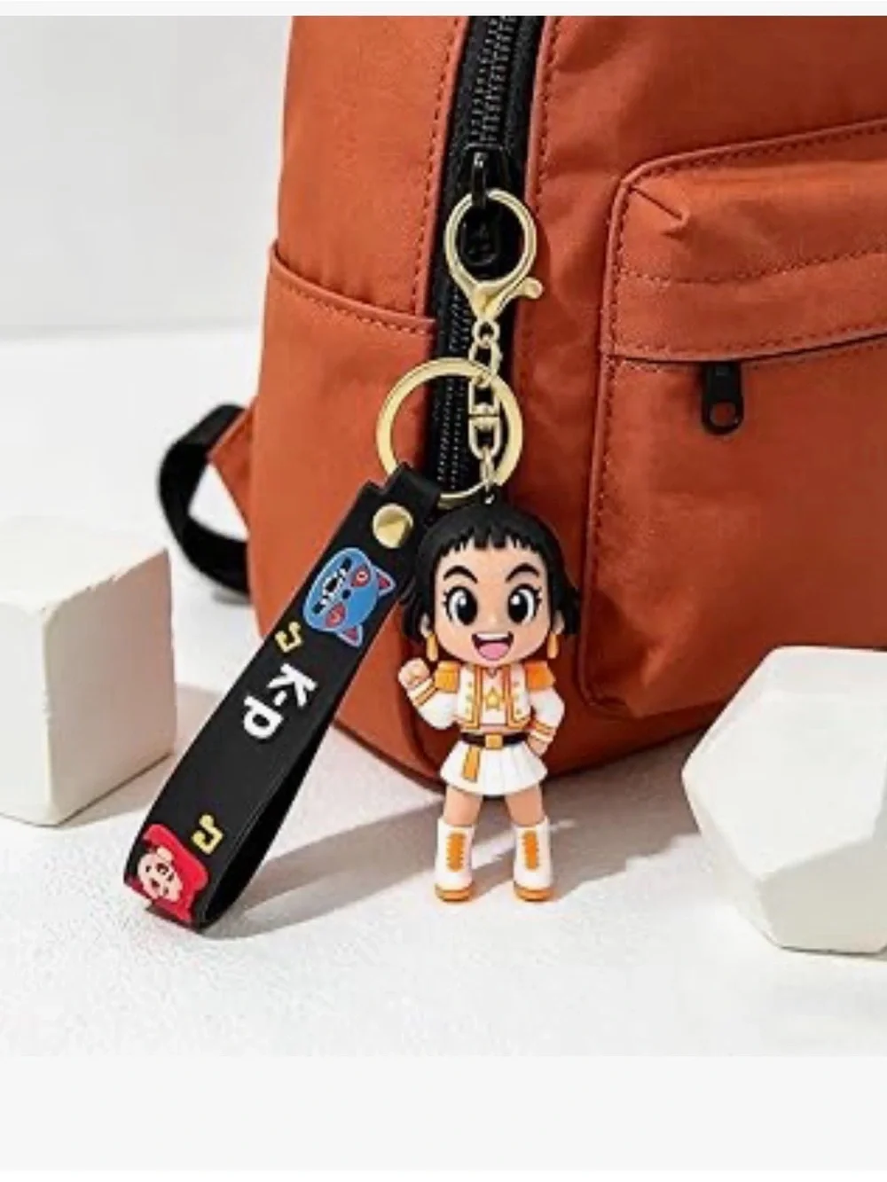 Orange Cartoon Character Kids Backpack Keychain Charm